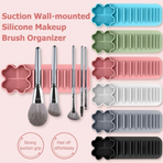 Multi-Functional Silicone Makeup Brush Holder and Cleaning Pad That Sticks to Mirrors, Tiles, and Smooth Surfaces for Quick Washing, Organized Storage, and No-Mess Drip-Drying Beauty Tools (Blue)