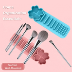 Multi-Functional Silicone Makeup Brush Holder and Cleaning Pad That Sticks to Mirrors, Tiles, and Smooth Surfaces for Quick Washing, Organized Storage, and No-Mess Drip-Drying Beauty Tools (Grey)