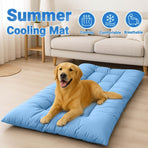 Extra Large Summer Cooling Mat for Dogs and Cats, Ultra Soft Thick Polyester Pet Bed Pad with Anti-Slip Bottom, Breathable Quilted Lounge Mat for Indoor Floor and Crate Use (Grey, XL)