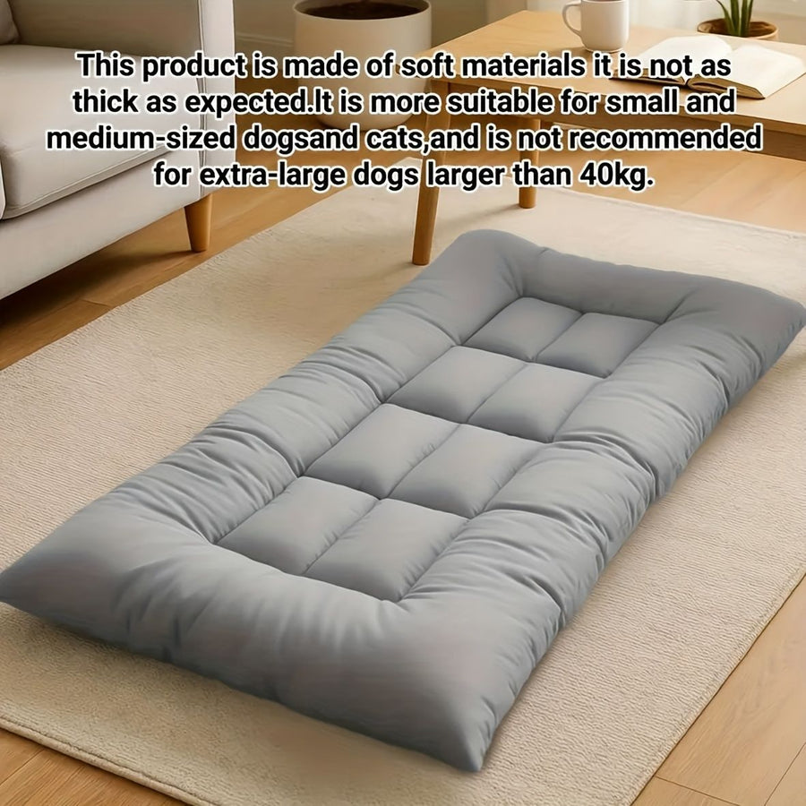 Extra Large Summer Cooling Mat for Dogs and Cats, Ultra Soft Thick Polyester Pet Bed Pad with Anti-Slip Bottom, Breathable Quilted Lounge Mat for Indoor Floor and Crate Use (Grey, XL)