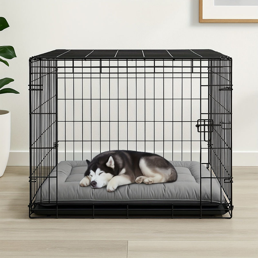 Extra Large Summer Cooling Mat for Dogs and Cats, Ultra Soft Thick Polyester Pet Bed Pad with Anti-Slip Bottom, Breathable Quilted Lounge Mat for Indoor Floor and Crate Use (Grey, XL)
