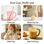 Multipurpose Food-Grade Silicone Measuring Cup & Drinking Cup Set with Heat-Resistant Handle, Leak-Proof Spout, Clear Scale Marks for Baking, Kids’ Hydration, and Everyday Home Use (450ml, Pink)