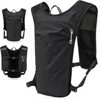 Lightweight Breathable Hydration Vest Backpack for Running Cycling Hiking Marathon Outdoor Sports Reflective Safety Gear (Black)