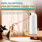 Smart Laser Pet Toy with Automatic Moving Light, Interactive Infrared Cat Teaser for Indoor Play, Desktop or Handheld Use, Featuring Cute Devil Horn Design and Durable ABS Plastic Build for Cats and Dogs (White)