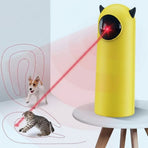 Smart Laser Pet Toy with Automatic Moving Light, Interactive Infrared Cat Teaser for Indoor Play, Desktop or Handheld Use, Featuring Cute Devil Horn Design and Durable ABS Plastic Build for Cats and Dogs (Yellow)