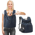 Versatile Front and Back Wearable Pet Carrier Backpack with Breathable Mesh and Multiple Storage Pockets for Small Dogs and Medium Cats Outdoor Walking Travel and Daily Errands (Navy)
