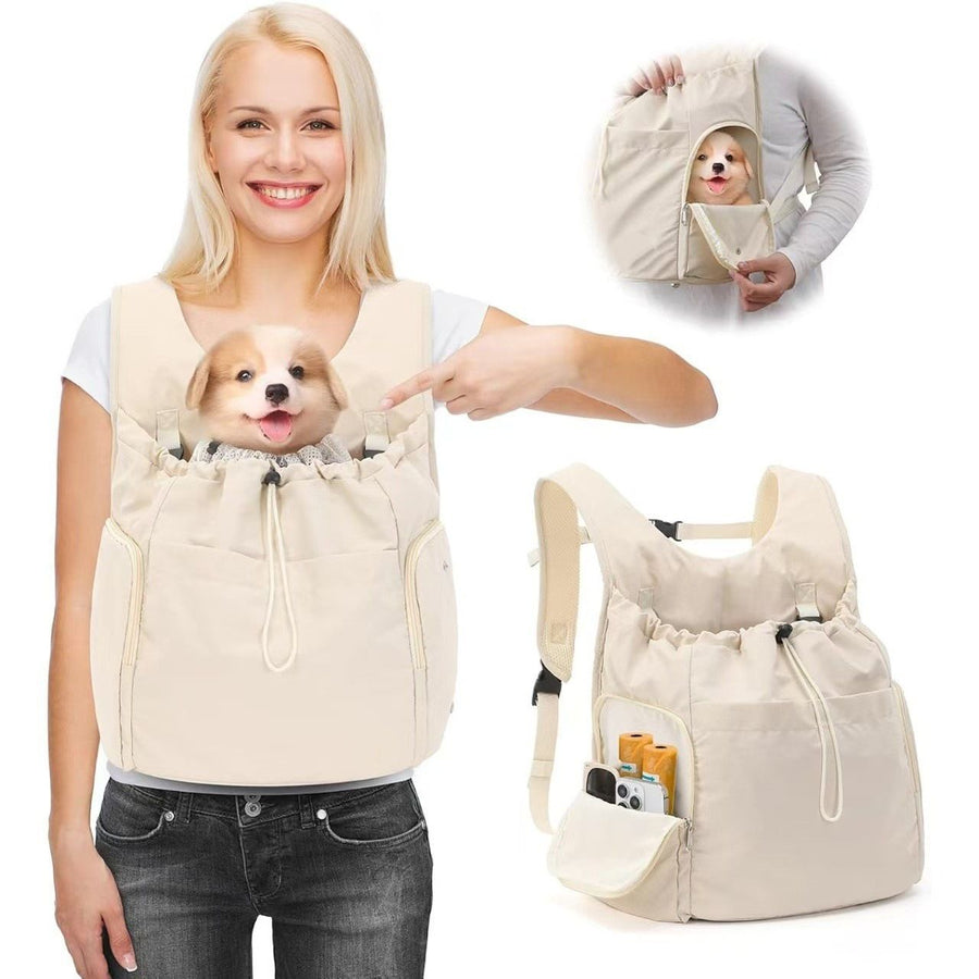 Versatile Front and Back Wearable Pet Carrier Backpack with Breathable Mesh and Multiple Storage Pockets for Small Dogs and Medium Cats Outdoor Walking Travel and Daily Errands (Navy)