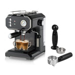 Semi-Automatic Espresso Coffee Machine with Steam Wand for Home and Small Office Use, Dual Cup Extraction, Milk Frother for Cappuccino Latte Macchiato (Black)