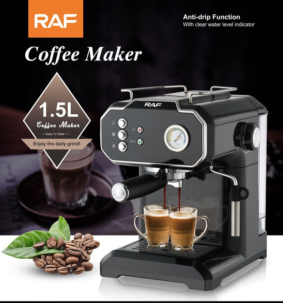Semi-Automatic Espresso Coffee Machine with Steam Wand for Home and Small Office Use, Dual Cup Extraction, Milk Frother for Cappuccino Latte Macchiato (Ivory)