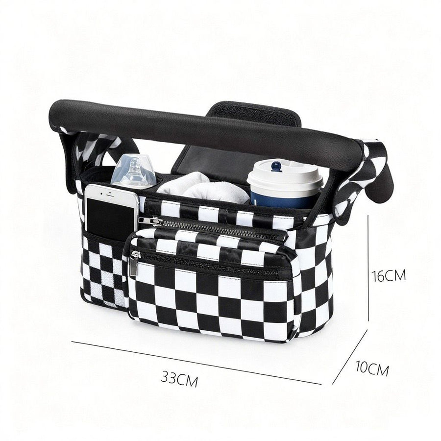 Multifunctional Stroller Organizer Bag – Universal Hanging Storage Pouch with Insulated Bottle Holder, Detachable Pouch, and Adjustable Straps, Doubles as a Crossbody Diaper Bag for On-the-Go Convenience (Blue)