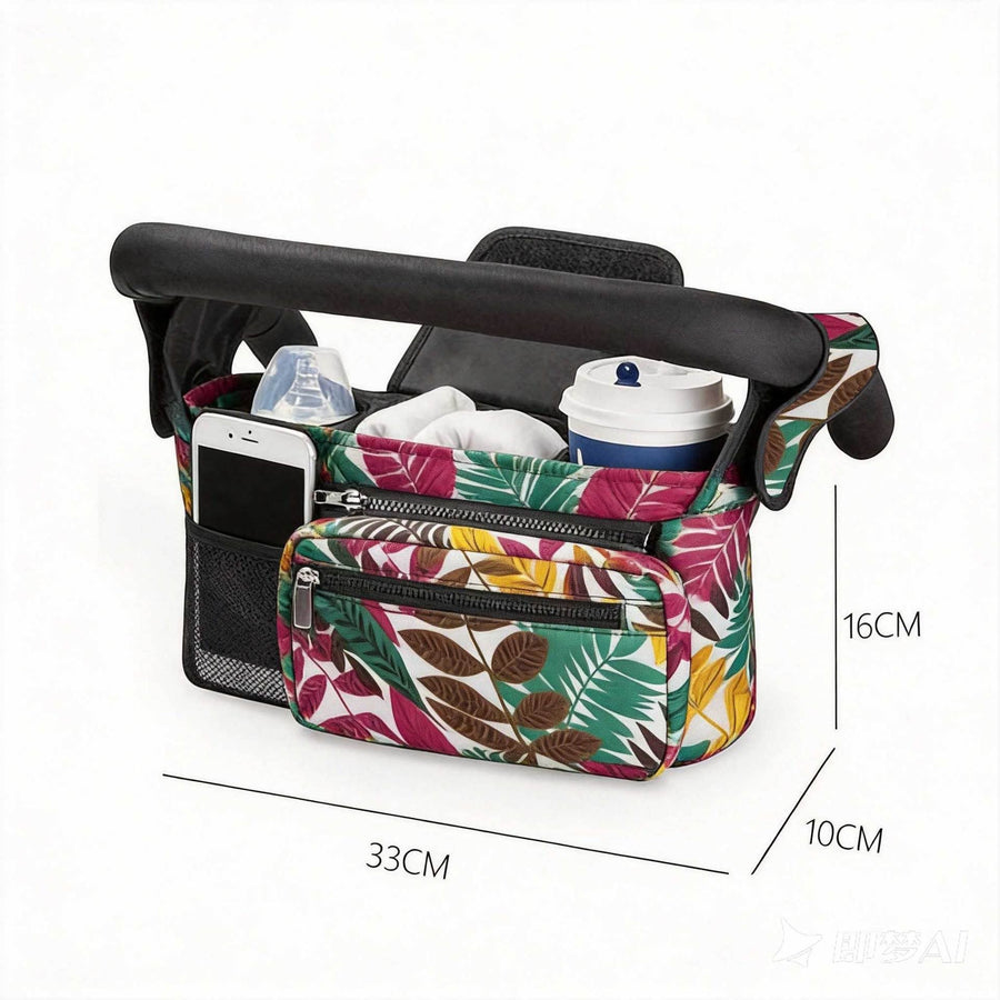 Multifunctional Stroller Organizer Bag – Universal Hanging Storage Pouch with Insulated Bottle Holder, Detachable Pouch, and Adjustable Straps, Doubles as a Crossbody Diaper Bag for On-the-Go Convenience (Blue)
