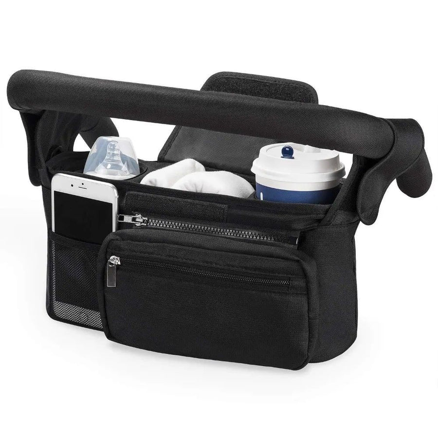 Multifunctional Stroller Organizer Bag – Universal Hanging Storage Pouch with Insulated Bottle Holder, Detachable Pouch, and Adjustable Straps, Doubles as a Crossbody Diaper Bag for On-the-Go Convenience (Blue)