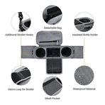 Multifunctional Stroller Organizer Bag – Universal Hanging Storage Pouch with Insulated Bottle Holder, Detachable Pouch, and Adjustable Straps, Doubles as a Crossbody Diaper Bag for On-the-Go Convenience (Grey)