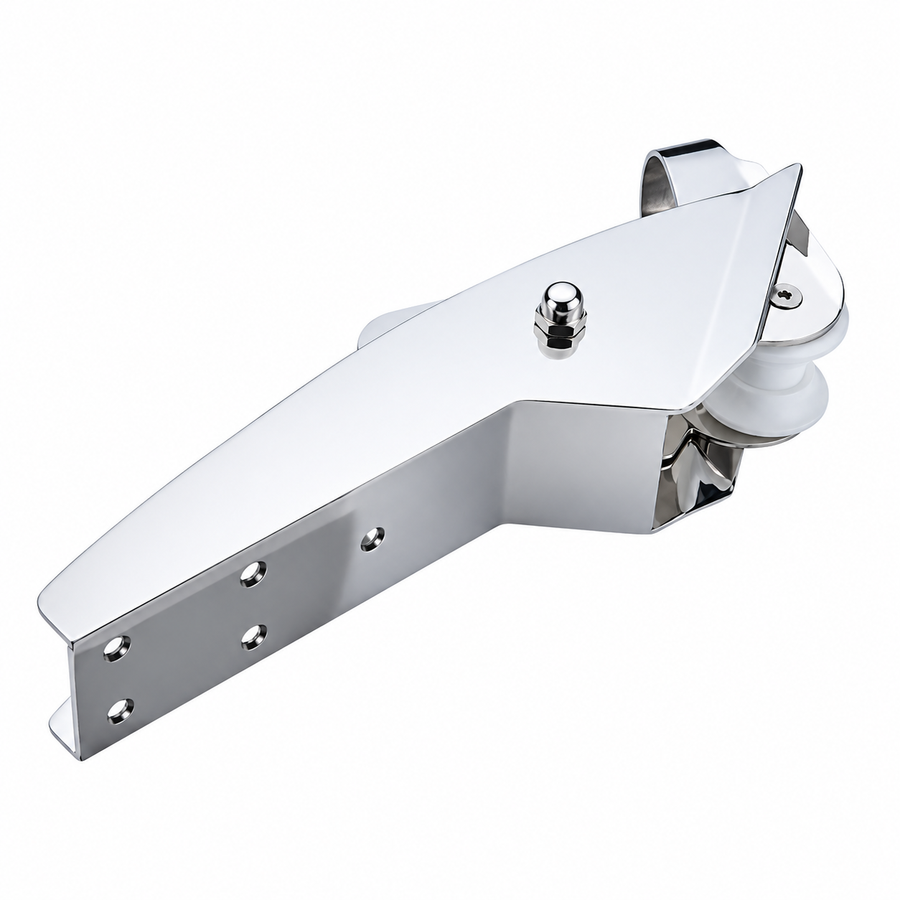 Marine Grade Stainless Steel Boat Anchor Roller Bracket with Dual Rollers and Anchor Stopper for Bow Mounting, Corrosion Resistant Anchor Retrieval System for Boats and Yachts (Angled Base 10-20KG)