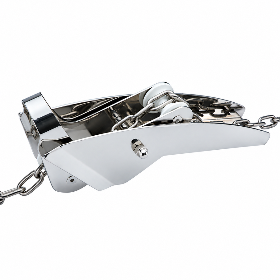 Marine Grade Stainless Steel Boat Anchor Roller Bracket with Dual Rollers and Anchor Stopper for Bow Mounting, Corrosion Resistant Anchor Retrieval System for Boats and Yachts (Angled Base 10-20KG)