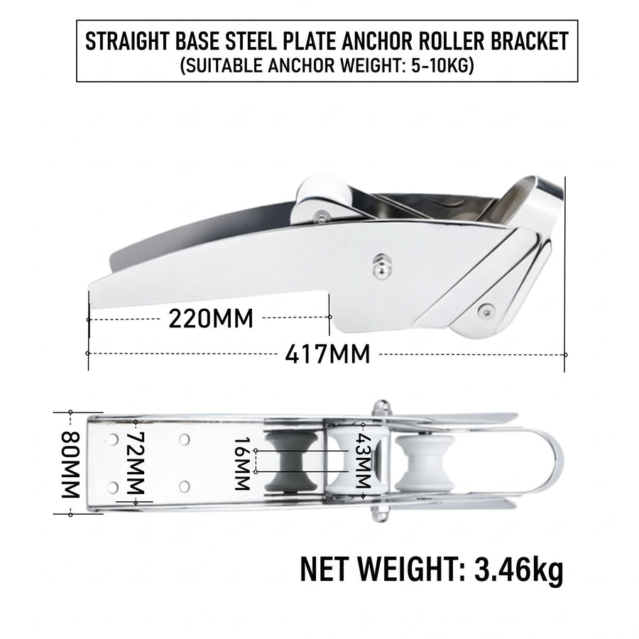 Marine Grade Stainless Steel Boat Anchor Roller Bracket with Dual Rollers and Anchor Stopper for Bow Mounting, Corrosion Resistant Anchor Retrieval System for Boats and Yachts (Angled Base 10-20KG)