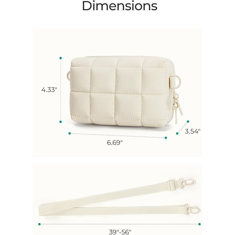 Puffy Puffer Camera Crossbody Bag with Adjustable Shoulder Strap, Shockproof EVA Hard Shell and Soft Lining for Small Digital Cameras, Memory Cards and Daily Essentials (Khaki)
