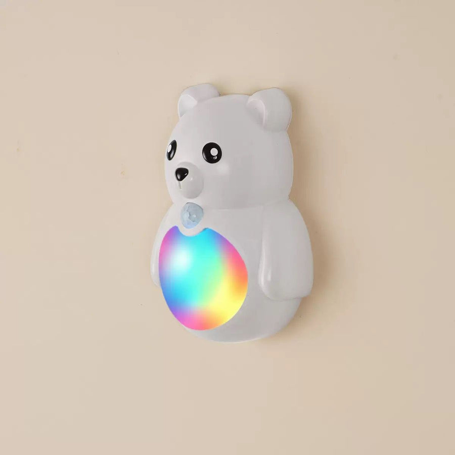 Adorable 3D Cartoon Bear LED Wall Light, Motion Sensor Night Light, Rechargeable, Magnetic Mount, No Wiring, Warm White & Rainbow Glow for Bedroom, Nursery, Bathroom, Hallway, Kitchen (White, 1PCS)