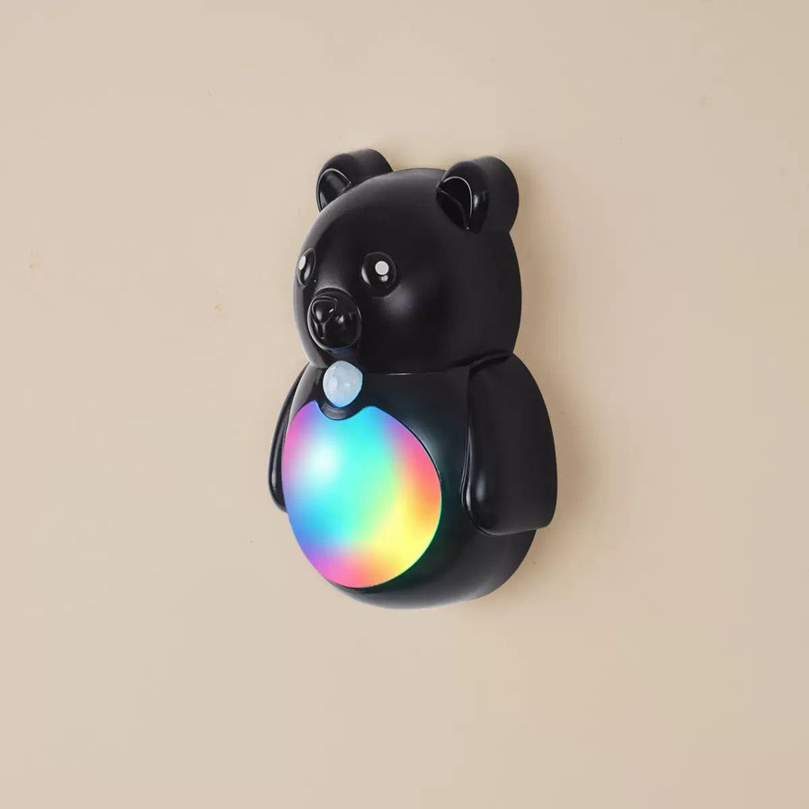 Adorable 3D Cartoon Bear LED Wall Light, Motion Sensor Night Light, Rechargeable, Magnetic Mount, No Wiring, Warm White & Rainbow Glow for Bedroom, Nursery, Bathroom, Hallway, Kitchen (White, 1PCS)