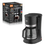 Automatic Drip Coffee Maker with Glass Carafe, Compact 1.2L Capacity, Anti-Drip System, Easy-Clean Design for Home, Office, or Small Kitchen Use, Black Stainless Steel Trim (Black)