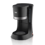 Automatic Drip Coffee Maker with Glass Carafe, Compact 1.2L Capacity, Anti-Drip System, Easy-Clean Design for Home, Office, or Small Kitchen Use, Black Stainless Steel Trim (Black)