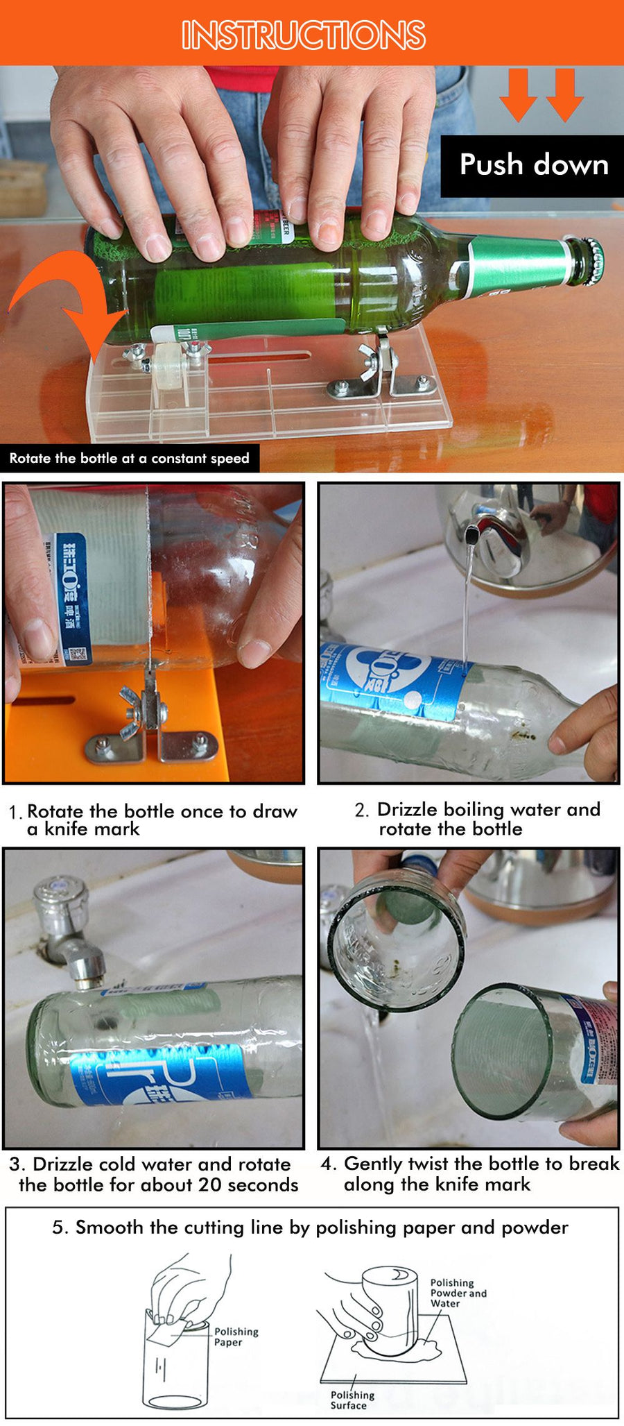 Glass Bottle Cutter with Adjustable Cutting Head and Support Rollers for DIY Crafting, Upcycling Projects, Home Decor, Vases, Candle Holders, Wind Chimes and Storage Containers (5 Cutter Blades for Glass Bottle)