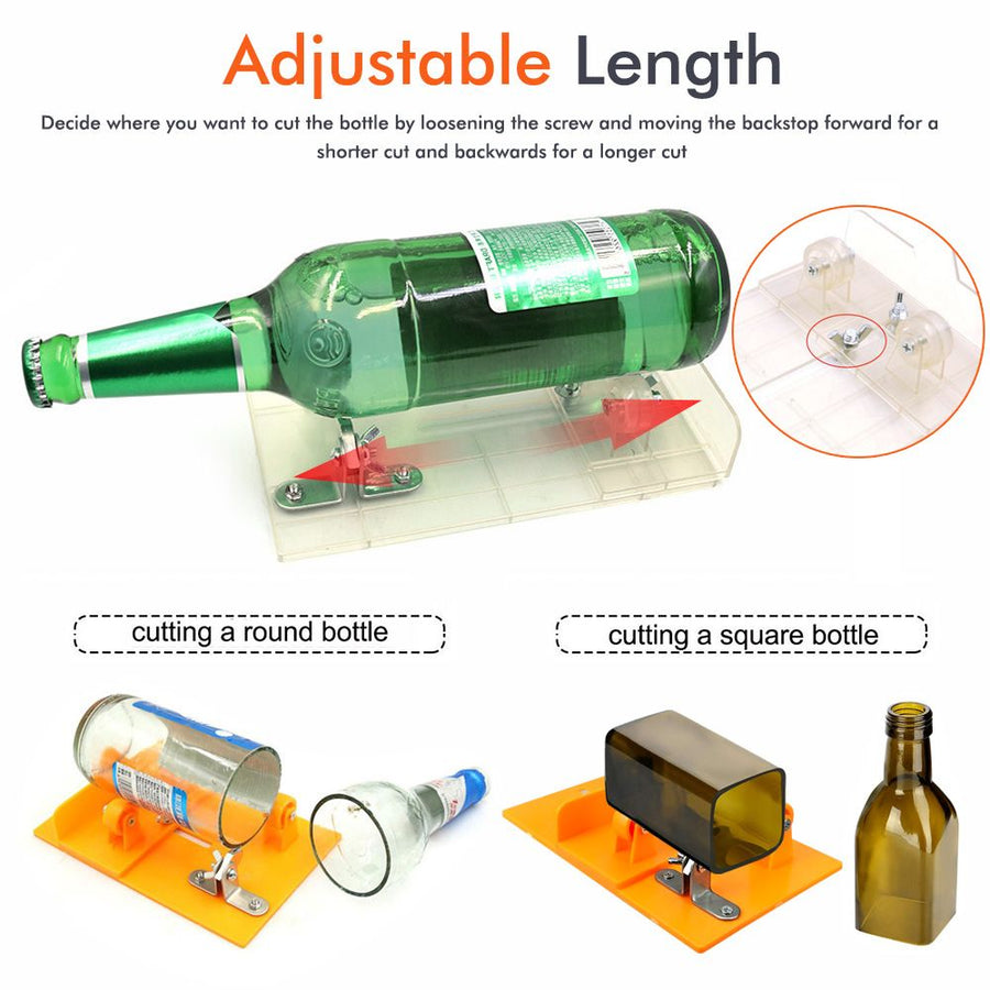 Glass Bottle Cutter with Adjustable Cutting Head and Support Rollers for DIY Crafting, Upcycling Projects, Home Decor, Vases, Candle Holders, Wind Chimes and Storage Containers (ABS Glass Bottle Cutter (Blue))