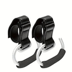 Universal Stroller Hooks with PU Leather Straps – Heavy-Duty Aluminum Baby Stroller Organizer for Hanging Bags, Purses, and Diaper Bags on Stroller Handles or Frames (2PCS（Black）)