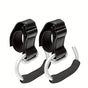 Universal Stroller Hooks with PU Leather Straps – Heavy-Duty Aluminum Baby Stroller Organizer for Hanging Bags, Purses, and Diaper Bags on Stroller Handles or Frames (2PCS（Black）)
