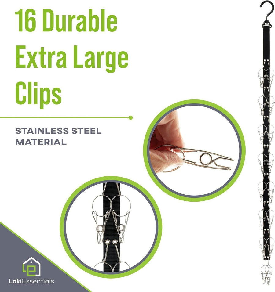 Efficient Hat Organizer with 360° Swivel Hook and Durable Clips for Caps, Hats, and Visors – Space-Saving Wall or Closet Mount Solution for Entryways, Bedrooms, and Wardrobes (16-Clips)
