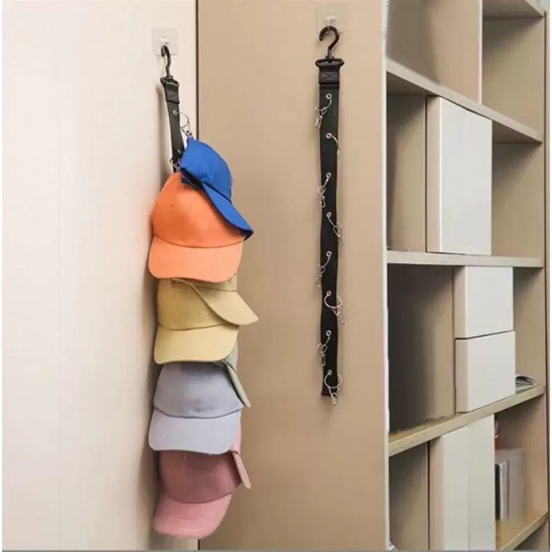 Efficient Hat Organizer with 360° Swivel Hook and Durable Clips for Caps, Hats, and Visors – Space-Saving Wall or Closet Mount Solution for Entryways, Bedrooms, and Wardrobes (16-Clips)