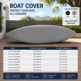 Heavy-Duty 600D Oxford Kayak Cover Waterproof UV-Resistant Canoe Protector with Storage Bag, Universal Fit for Outdoor Patio, Shore & Beach – Full-Season Shield Against Rain, Dust & Sun (Black, For 2.6‑3 m (8.5‑9.8 ft) boat) - Front View