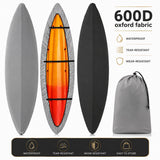 Heavy-Duty 600D Oxford Kayak Cover Waterproof UV-Resistant Canoe Protector with Storage Bag, Universal Fit for Outdoor Patio, Shore & Beach – Full-Season Shield Against Rain, Dust & Sun (Black, For 3.1‑3.5 m (10.2‑11.5 ft) boat)
