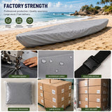 Heavy-Duty 600D Oxford Kayak Cover Waterproof UV-Resistant Canoe Protector with Storage Bag, Universal Fit for Outdoor Patio, Shore & Beach – Full-Season Shield Against Rain, Dust & Sun (Black, For 3.1‑3.5 m (10.2‑11.5 ft) boat) - 45-Degree Angle