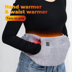 USB-Powered Electric Heating Waist Belt with Hand Pockets, 3-Heat Settings for Menstrual Cramp Relief, Office and Home Use, Soft Crystal Velvet, Machine Washable (Grey)