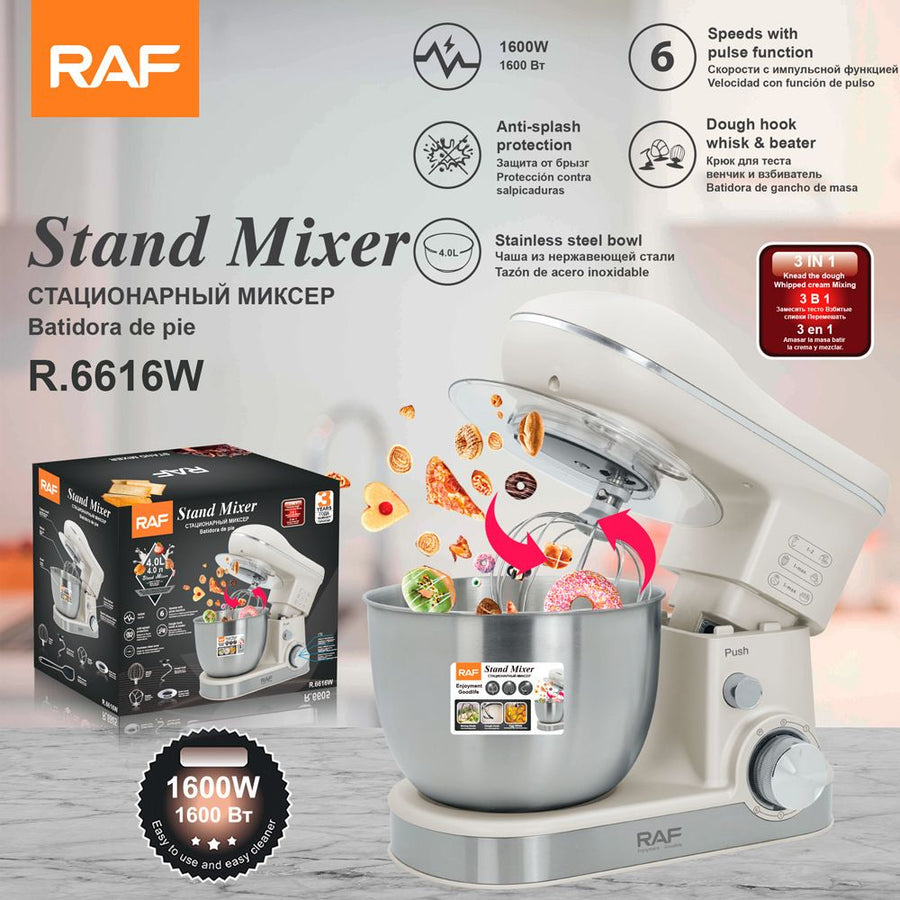 Versatile Stand Mixer with 4.0L Stainless Steel Bowl and 1600W Motor for Home Baking, Dough Kneading, Whipping, and Mixing Tasks (Blue)