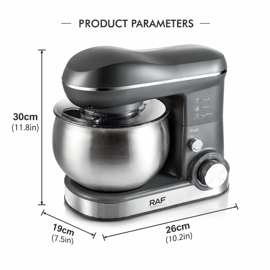 Versatile Stand Mixer with 4.0L Stainless Steel Bowl and 1600W Motor for Home Baking, Dough Kneading, Whipping, and Mixing Tasks (Grey)