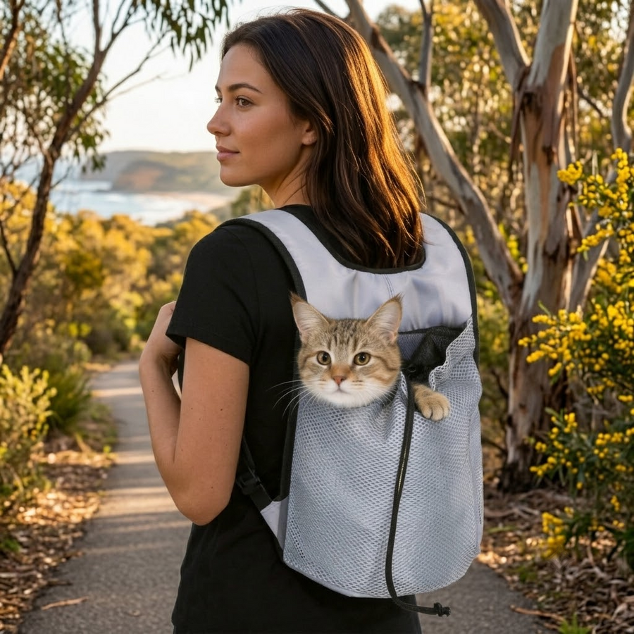 Ventilated Pet Carrier Backpack for Cats and Small Dogs, Front-Facing or Backpack Style, Breathable Mesh and Durable Oxford Fabric, Ideal for Walks, Hiking, and Daily Outings (S, Black)