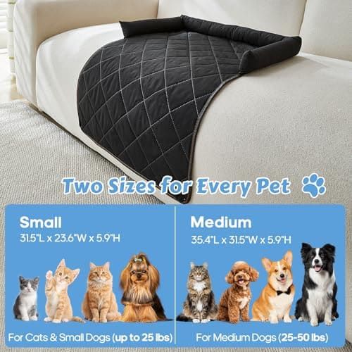 Cooling Pet Mat with Bolster Side Support – Scratch-Resistant, Self-Cooling, Non-Slip Base for Cats & Small to Medium Dogs, Perfect for Sofa, Floor, Car, or Outdoor Use (M, Black)
