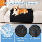 Cooling Pet Mat with Bolster Side Support – Scratch-Resistant, Self-Cooling, Non-Slip Base for Cats & Small to Medium Dogs, Perfect for Sofa, Floor, Car, or Outdoor Use (M, Champagne)