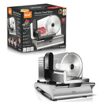 Electric Food Slicer with 190mm Stainless Steel Blade, Adjustable Thickness 0-15mm, Easy-Clean Detachable Design for Home Kitchen and Small Deli Use, Compact 200W Power for Meat, Bread, and Vegetables (Silver)