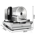 Electric Food Slicer with 190mm Stainless Steel Blade, Adjustable Thickness 0-15mm, Easy-Clean Detachable Design for Home Kitchen and Small Deli Use, Compact 200W Power for Meat, Bread, and Vegetables (Silver)