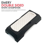 Double-Sided Diamond Sharpening Stone Knife Sharpener with Non-Slip Base for Kitchen Knives Scissors and Home Cooking Tools (Silver)