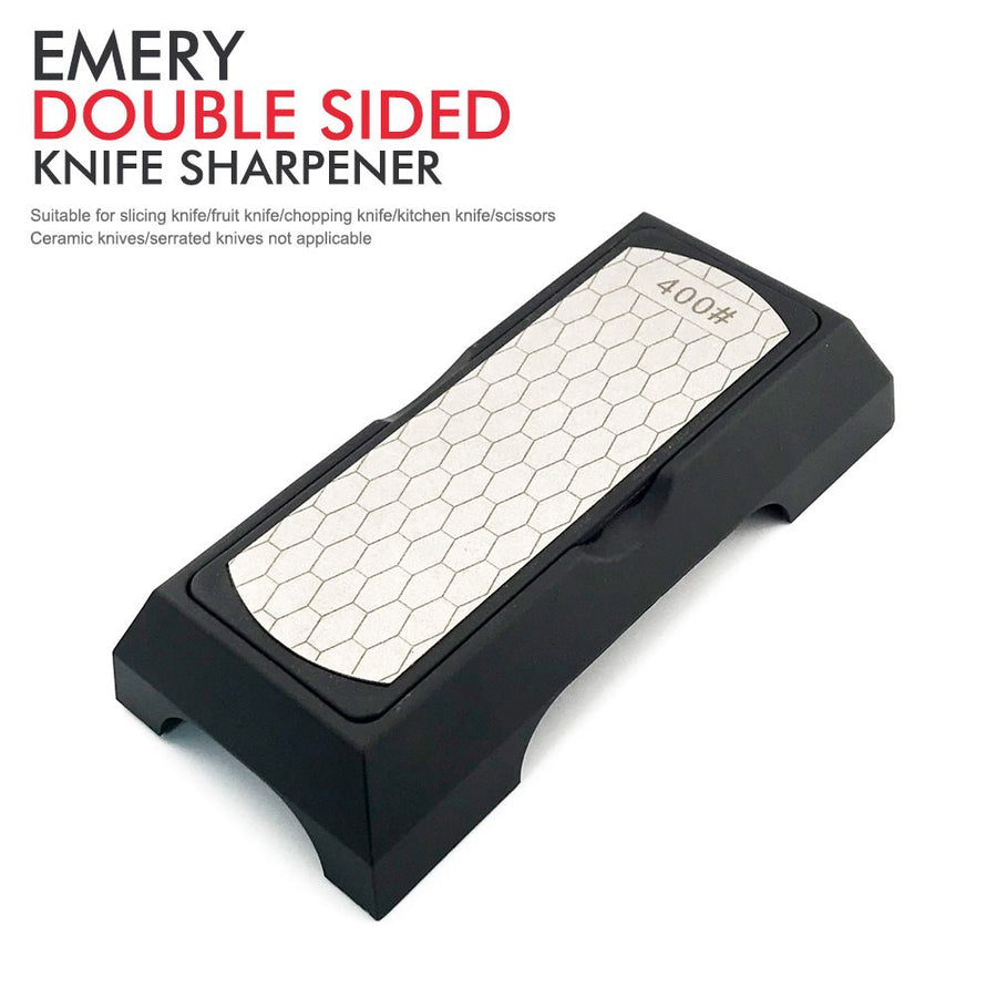 Double-Sided Diamond Sharpening Stone Knife Sharpener with Non-Slip Base for Kitchen Knives Scissors and Home Cooking Tools (Silver)