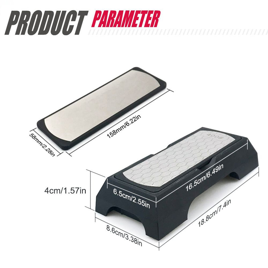 Double-Sided Diamond Sharpening Stone Knife Sharpener with Non-Slip Base for Kitchen Knives Scissors and Home Cooking Tools (Silver)