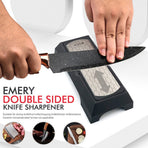 Double-Sided Diamond Sharpening Stone Knife Sharpener with Non-Slip Base for Kitchen Knives Scissors and Home Cooking Tools (Silver)