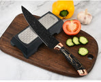 Double-Sided Diamond Sharpening Stone Knife Sharpener with Non-Slip Base for Kitchen Knives Scissors and Home Cooking Tools (Silver)