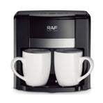 Dual-Cup Drip Coffee Maker with Ceramic Mugs, Compact 420ml Capacity, 650W Fast Brewing for Espresso, Cappuccino, and Latte at Home or Small Office (Black)