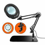 Professional 10X Magnifying Desk Lamp with Adjustable Swing Arm, 5 Color Modes & 10 Brightness Levels LED Light, Perfect for Reading, Precision Repairs, Crafts, Sewing, Beauty Tasks and More (Round Base)