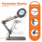 Professional 10X Magnifying Desk Lamp with Adjustable Swing Arm, 5 Color Modes & 10 Brightness Levels LED Light, Perfect for Reading, Precision Repairs, Crafts, Sewing, Beauty Tasks and More (Round Base)